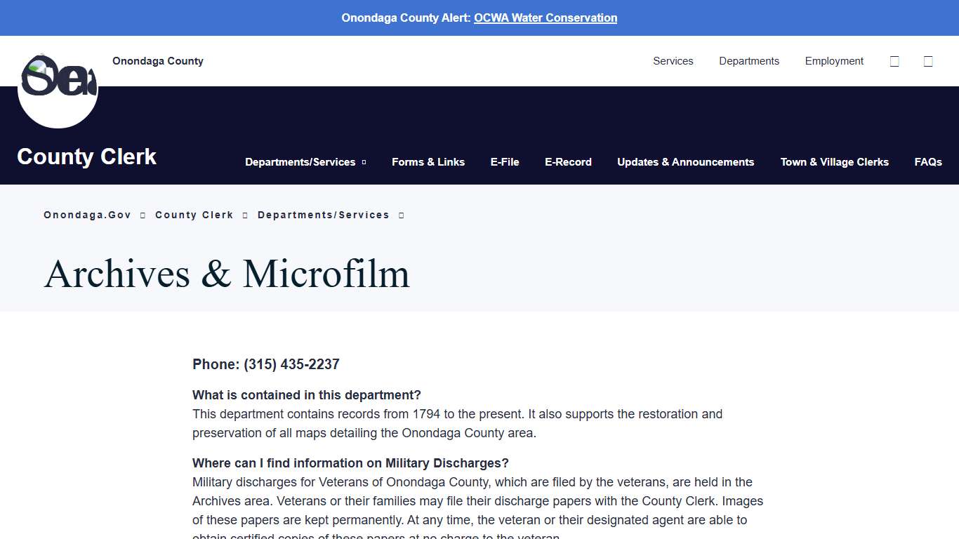 Archives & Microfilm - County Clerk